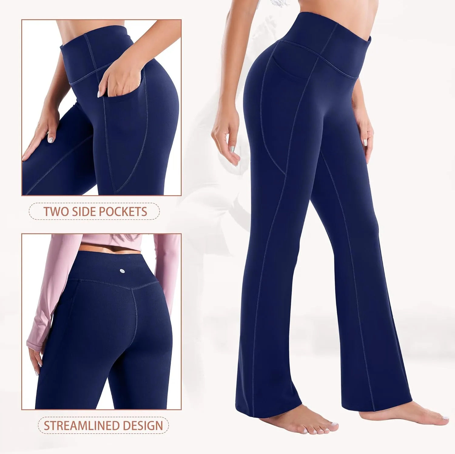 Heathyoga Fleece Lined Pants Women Yoga Pants with Pockets for Women Thermal Pants High Waist Flare Leggings for Winter