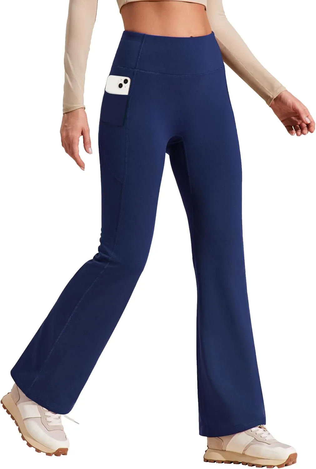 Heathyoga Fleece Lined Pants Women Yoga Pants with Pockets for Women Thermal Pants High Waist Flare Leggings for Winter