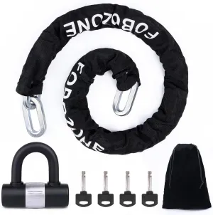 Heavy Duty Chain Lock, with U-Lock, Chain:120cm Length x 12mm Dia,Made of Manganese Steel, Non-Corrosive, Durable, Protector of Valuables