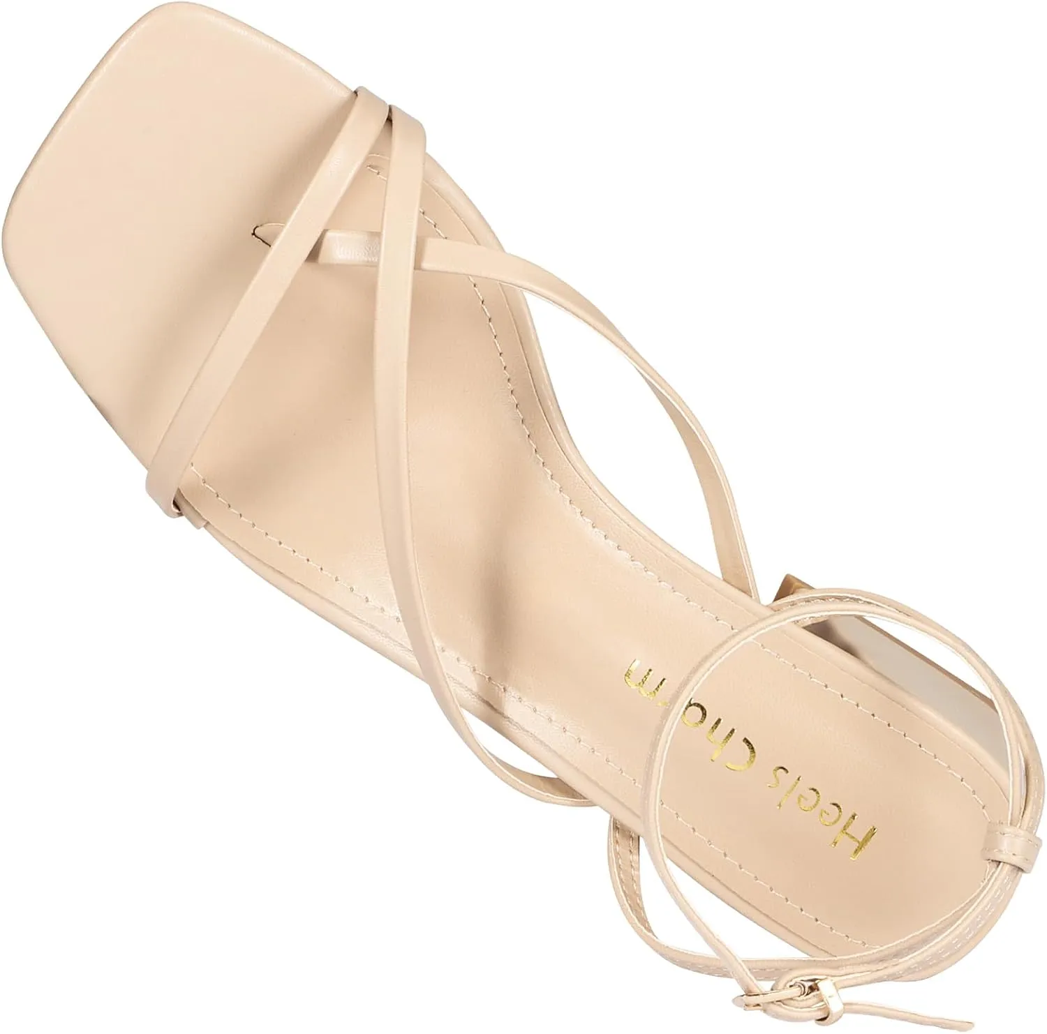 Heels Charm Women's Low Chunky Block Heeled Sandals 2.68 Inches Open Toe Cross Ankle Strap Block High Heel Sandal Dress Dancing Chunky Sandals Daily Work Party Wedding Shoes