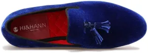 HI&HANN Tassel Men's Velvet Loafer Shoes Slip-on Loafer Round Toes Smoking Slipper