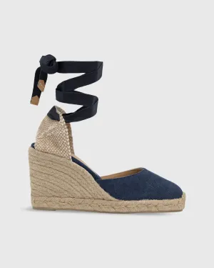 High Carina Espadrille in Navy Oxford Canvas
