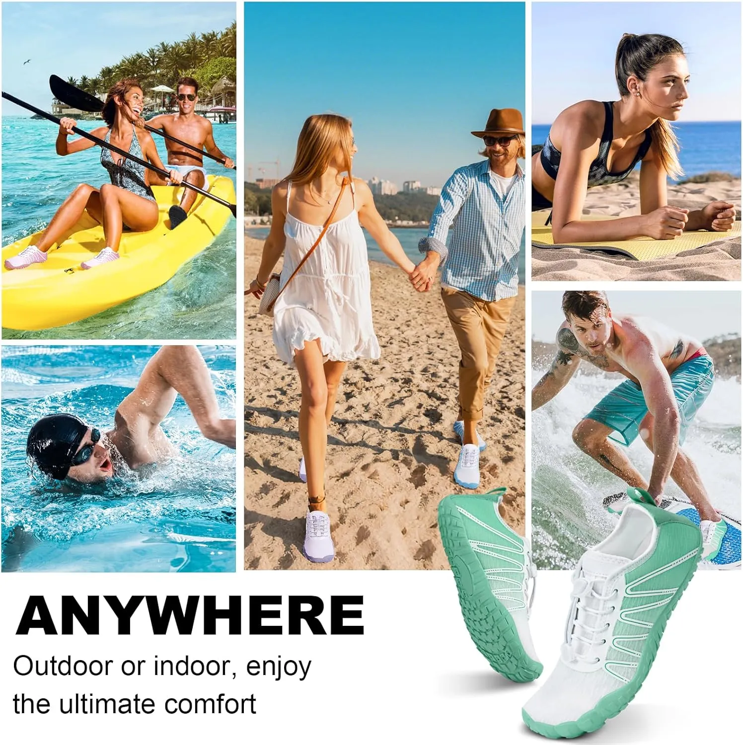 Hike Barefoot Water Shoes Women Men, Pro Grounded Footwear Womens Mens Breathable Wide Toe Box Grounding Unisex for Outdoor Beach Swim Pool Hiking Kayaking Surfing