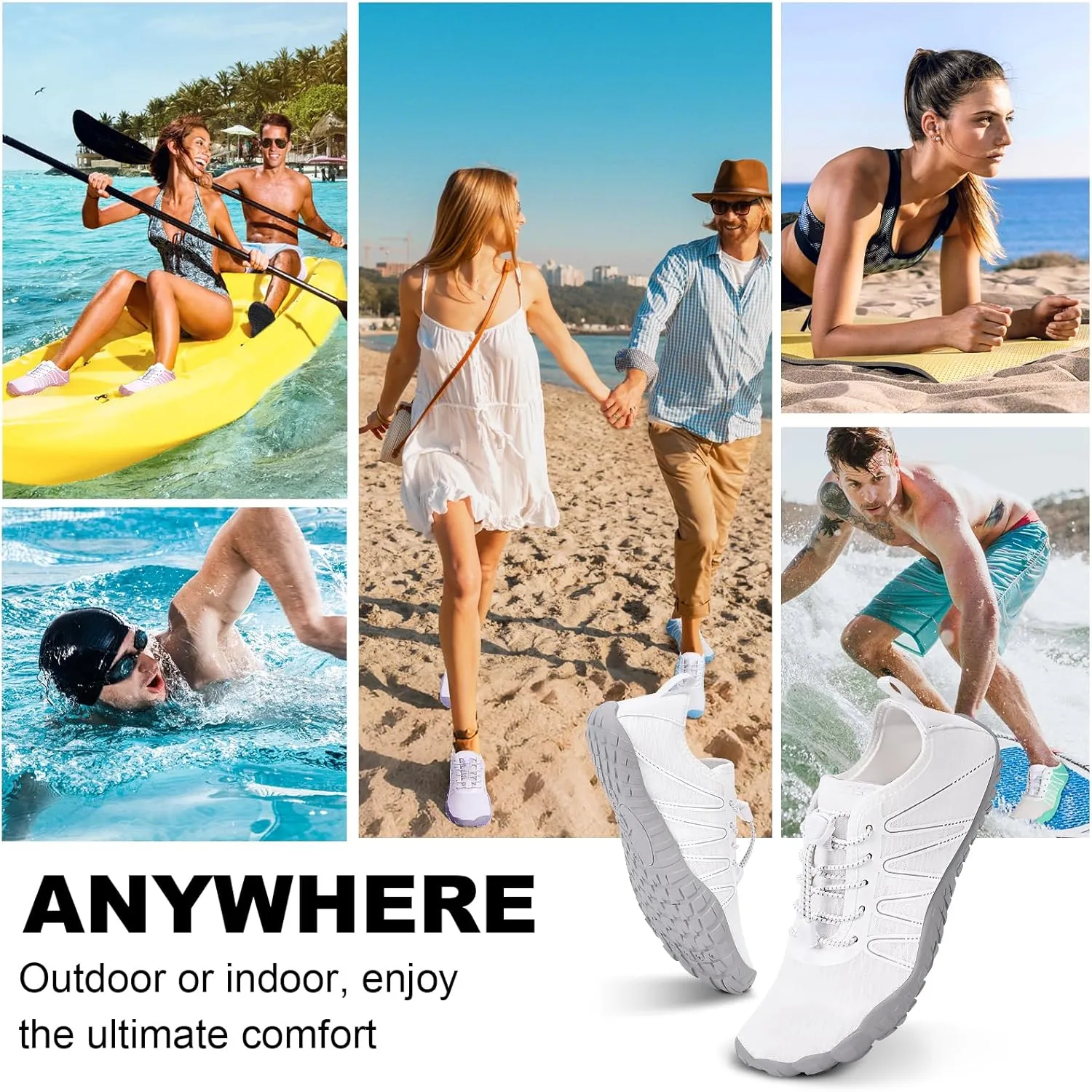 Hike Barefoot Water Shoes Women Men, Pro Grounded Footwear Womens Mens Breathable Wide Toe Box Grounding Unisex for Outdoor Beach Swim Pool Hiking Kayaking Surfing