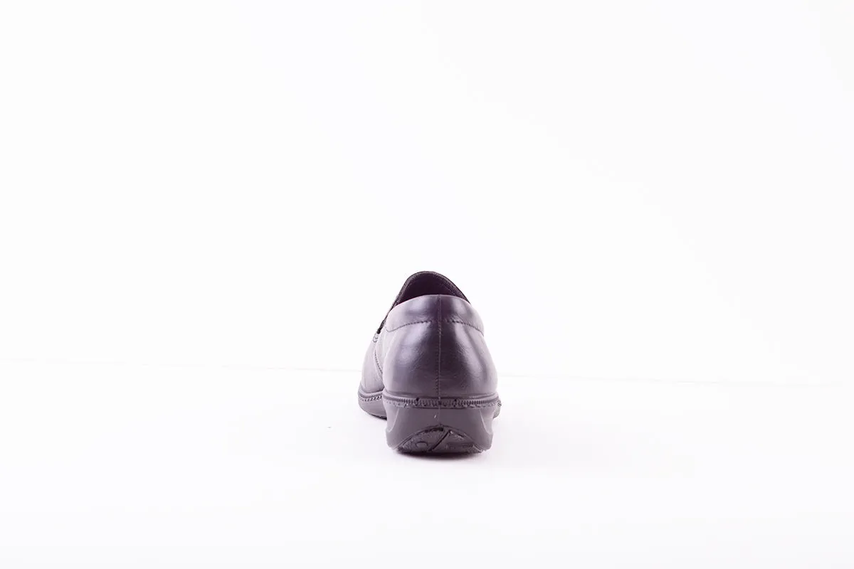 HOTTER - CALYPSO FLAT CASUAL SHOE - BLACK LEATHER