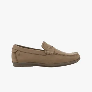 Hush Puppies Mens Hudson Tortota Cow Nubuck Leather Loafer Taupe