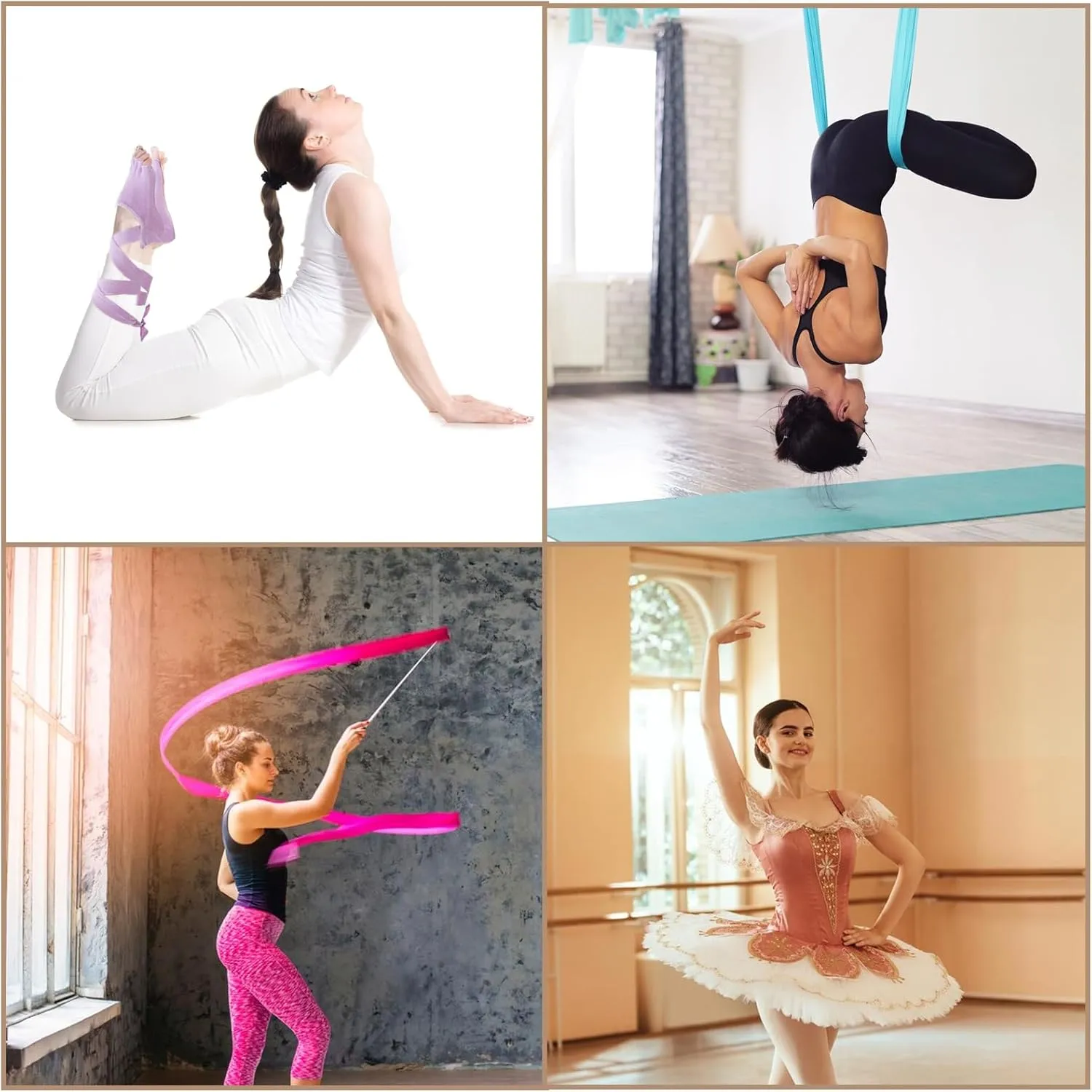 Ideal Swan 3 Pairs Yoga Pilates Toeless Socks - Pilates Toe Grip Socks, Non-Slip Yoga Cotton Sock for Workout Sports Barre