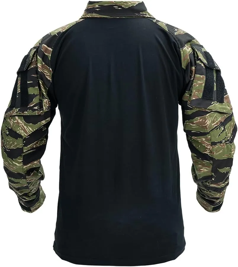 IDOGEAR SPORTS G3 Combat Shirts Men’s Tactical Shirt with Elbow Pads 1/4 Zipper Collar Long Sleeves Top Military Clothing