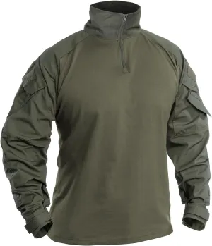 IDOGEAR SPORTS G3 Combat Shirts Men’s Tactical Shirt with Elbow Pads 1/4 Zipper Collar Long Sleeves Top Military Clothing