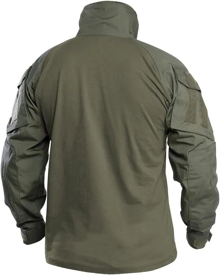 IDOGEAR SPORTS G3 Combat Shirts Men’s Tactical Shirt with Elbow Pads 1/4 Zipper Collar Long Sleeves Top Military Clothing