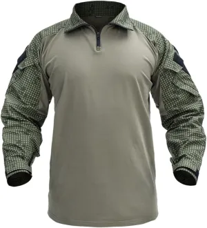 IDOGEAR SPORTS G3 Combat Shirts Men’s Tactical Shirt with Elbow Pads 1/4 Zipper Collar Long Sleeves Top Military Clothing