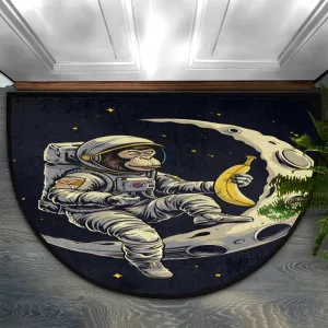 Indoor Doormat Chimpanzees Moon Banana Entryway Half Round Door Mat, Non Slip Quick Absorbent Soft Bathroom Rugs Washable Kitchen Mat for Home Decor, Indoor Welcome Mat 36x24 Inch A1