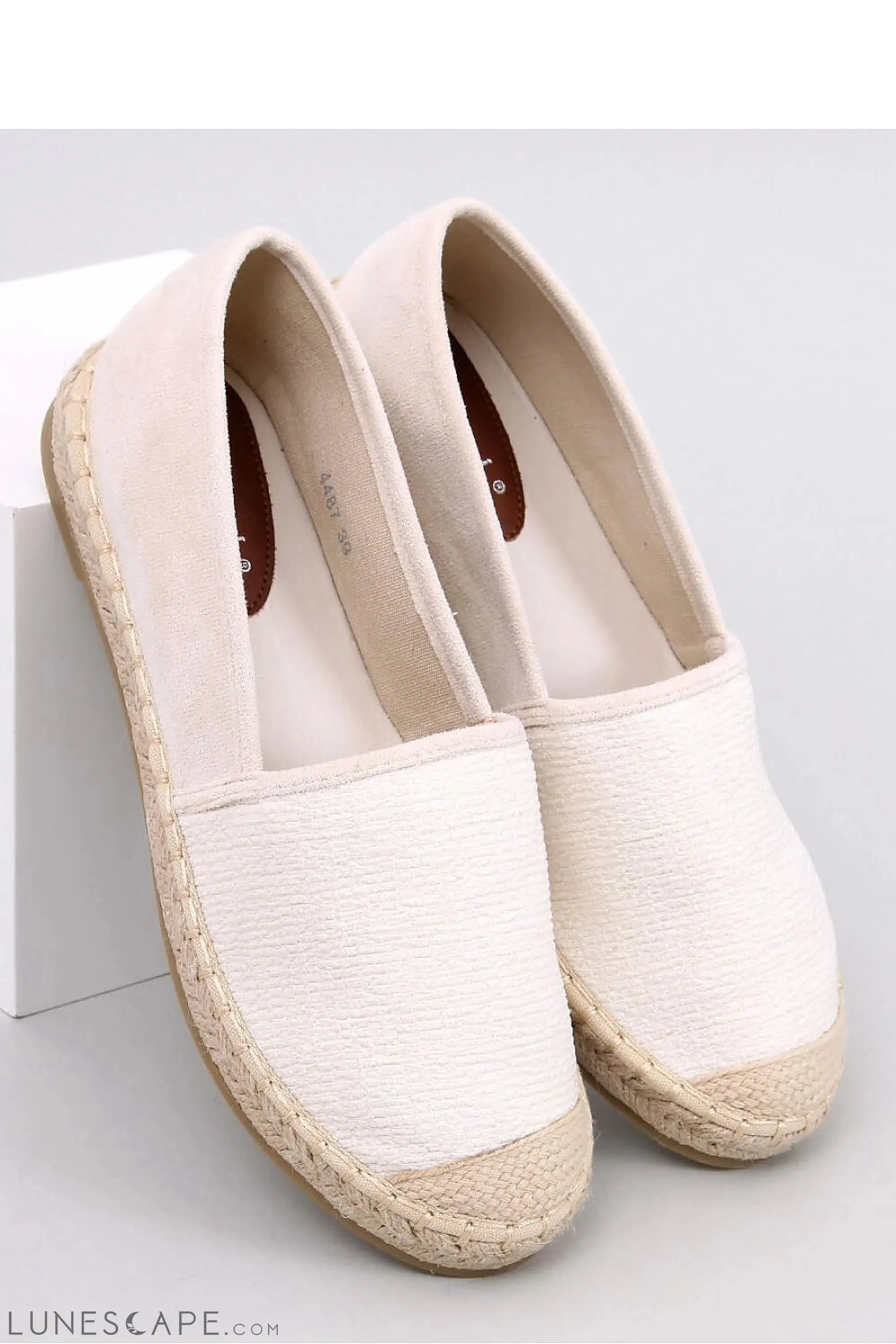 Ivory Eco-Suede Slip-on Espadrilles with Braided Jute Cap Toe