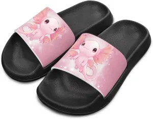 Jeiento Boys Slide Sandals Cartoon Children Open Toe Beach Slides Indoor Outdoor Axolotl Slippers Lightweight Anti Slip Pool Shower Shoes