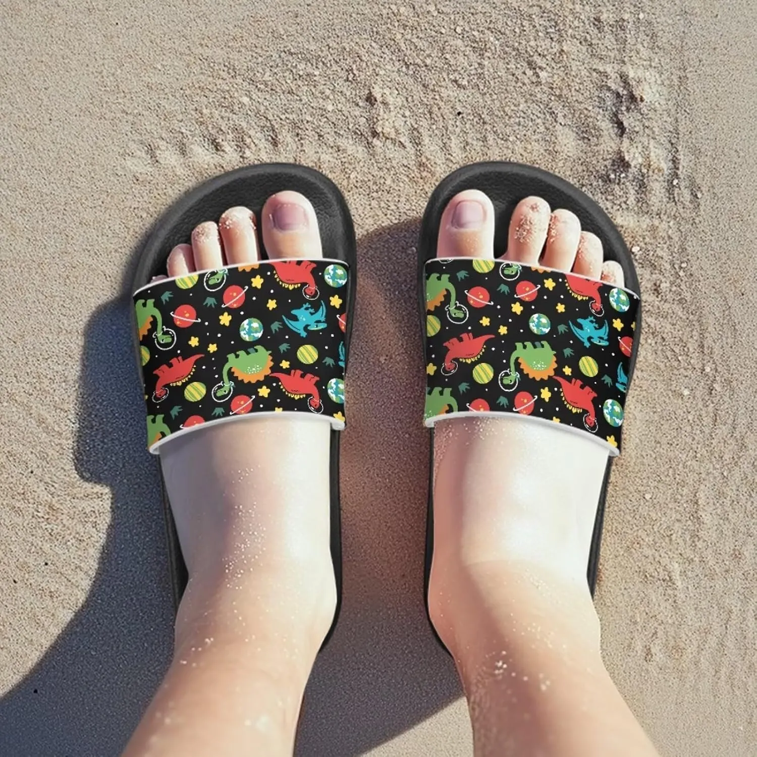 Jeiento Kids Slides for Boy Girl Soft Comfort Children Home Shoes Non-Slip Novelty Open Toe Sandal Youth Shower Shoes