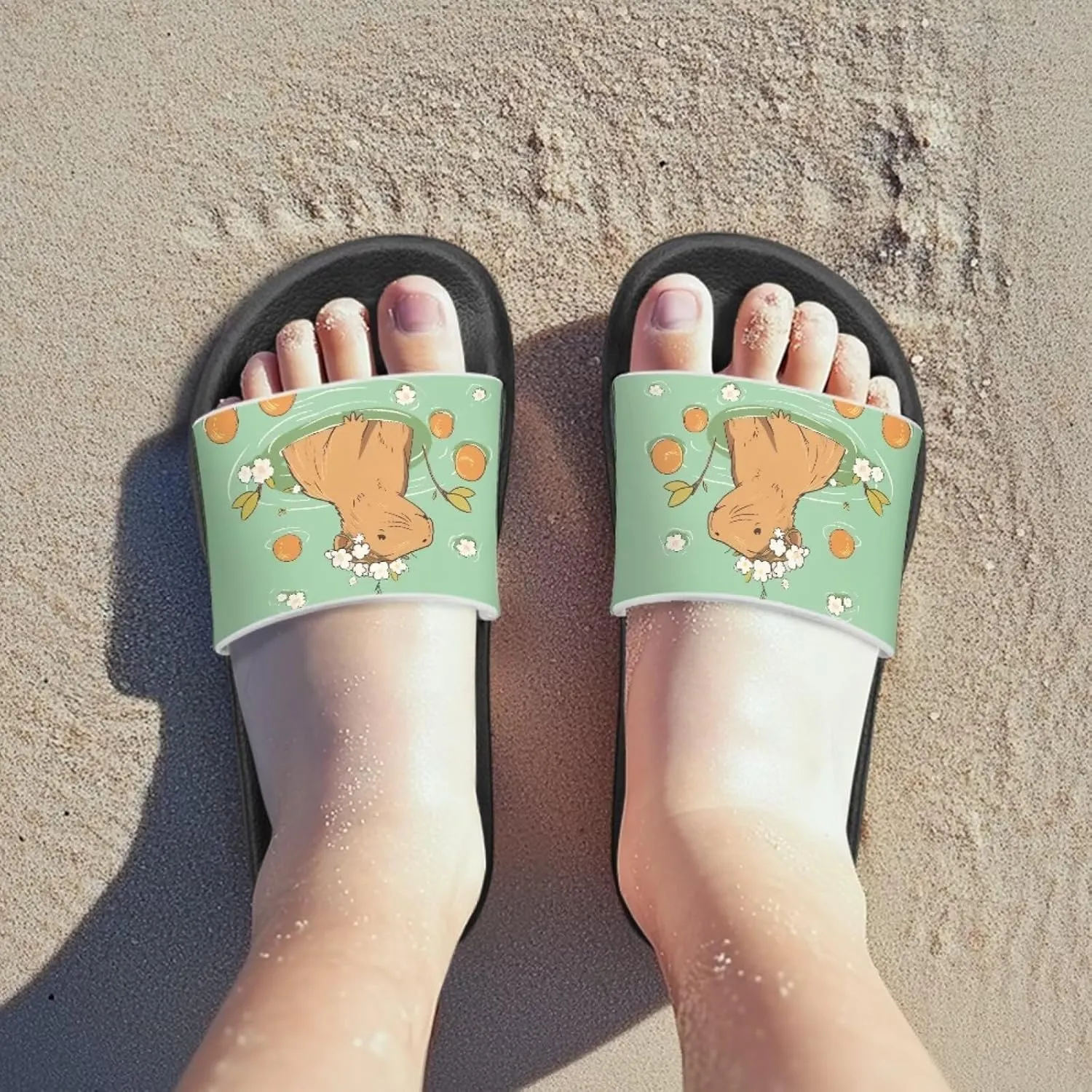 Jeiento Unisex Children Sandals Thick Sole Comfort Footed Casual Slide Open Toe Flat Sandals for Beach,Pool,Bathroom