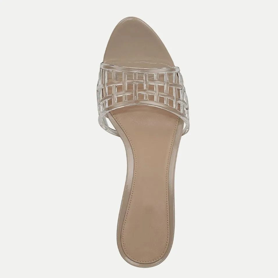 Jelly Heeled Sandals for Women Open Toe Mesh Woven Hollow Jellies Mules Sandals Beach Summer Dress Jellies Shoes
