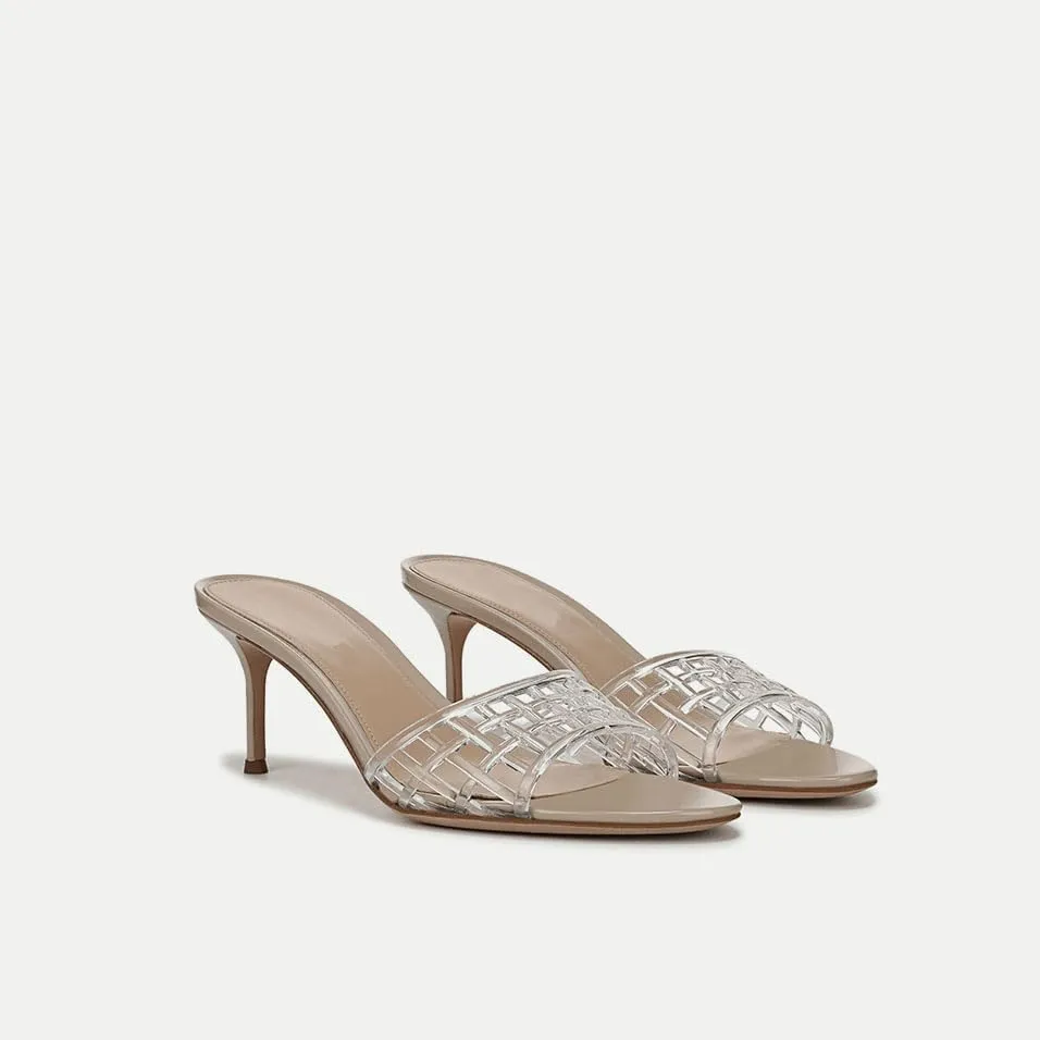 Jelly Heeled Sandals for Women Open Toe Mesh Woven Hollow Jellies Mules Sandals Beach Summer Dress Jellies Shoes