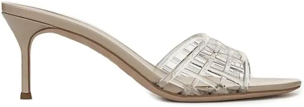 Jelly Heeled Sandals for Women Open Toe Mesh Woven Hollow Jellies Mules Sandals Beach Summer Dress Jellies Shoes