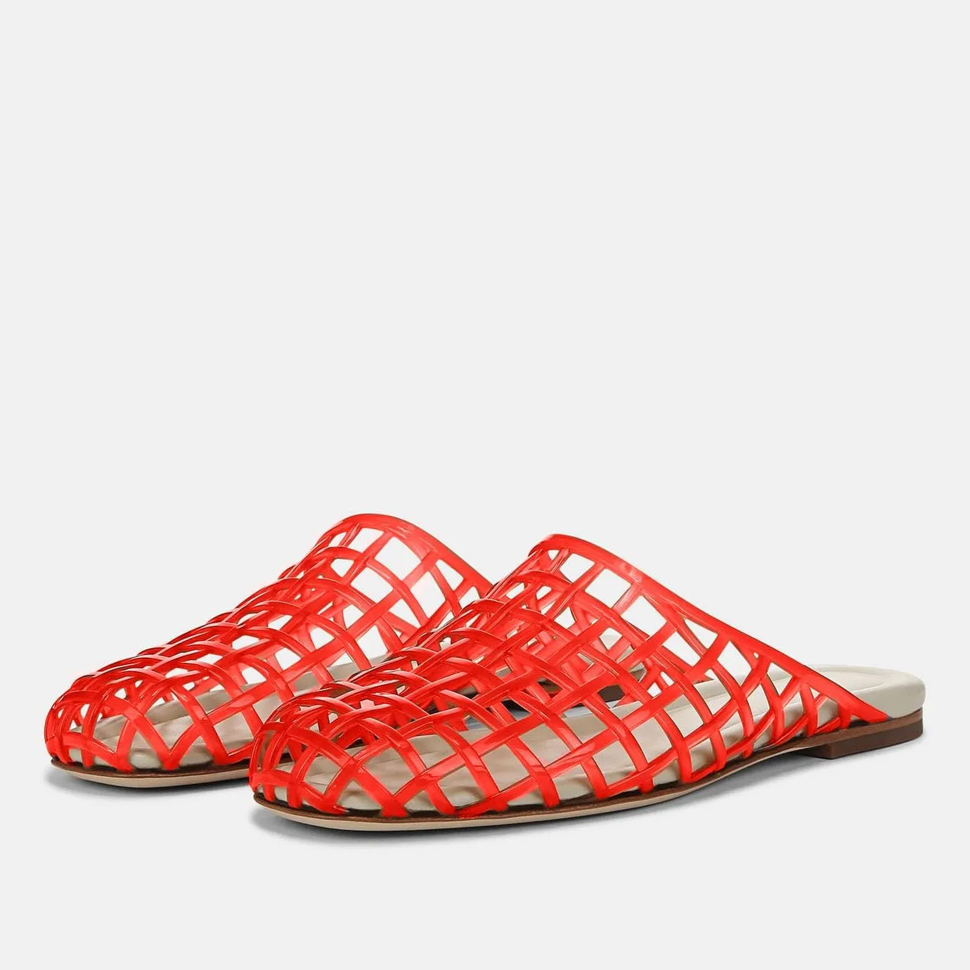 Jelly Mule Flat Sandals for Women Round Toe Mesh Hollow Jellies Mule Flats Summer Beach Jelly Sandals Shoes