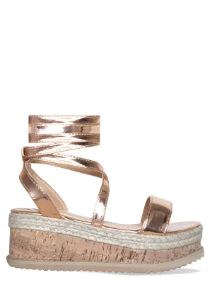 Jenny Rose Gold Lace Up Espadrille Flatforms