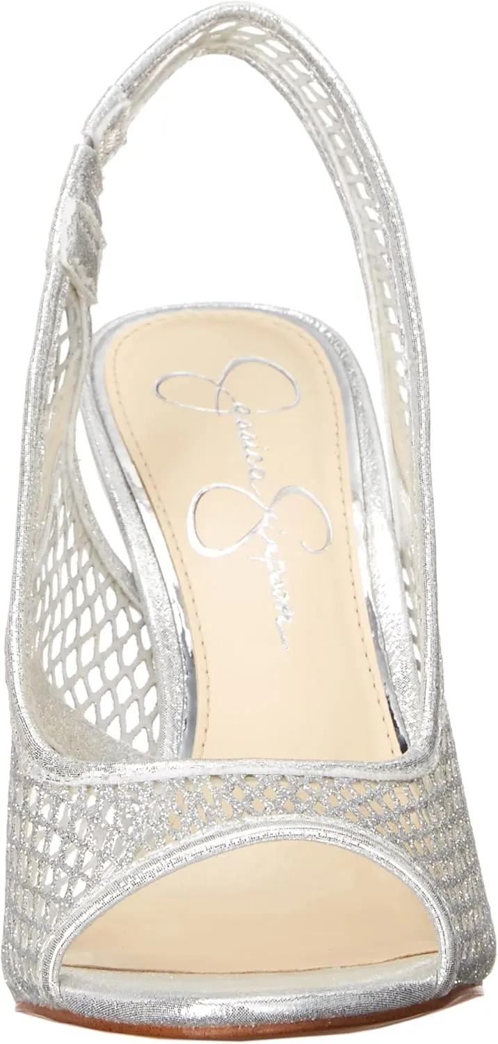 Jessica Simpson Jaisey Clear/Gold Peep Toe Slingback Stiletto Heeled Sandals