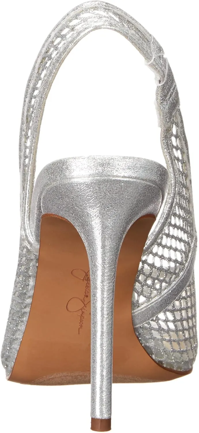 Jessica Simpson Jaisey Clear/Gold Peep Toe Slingback Stiletto Heeled Sandals