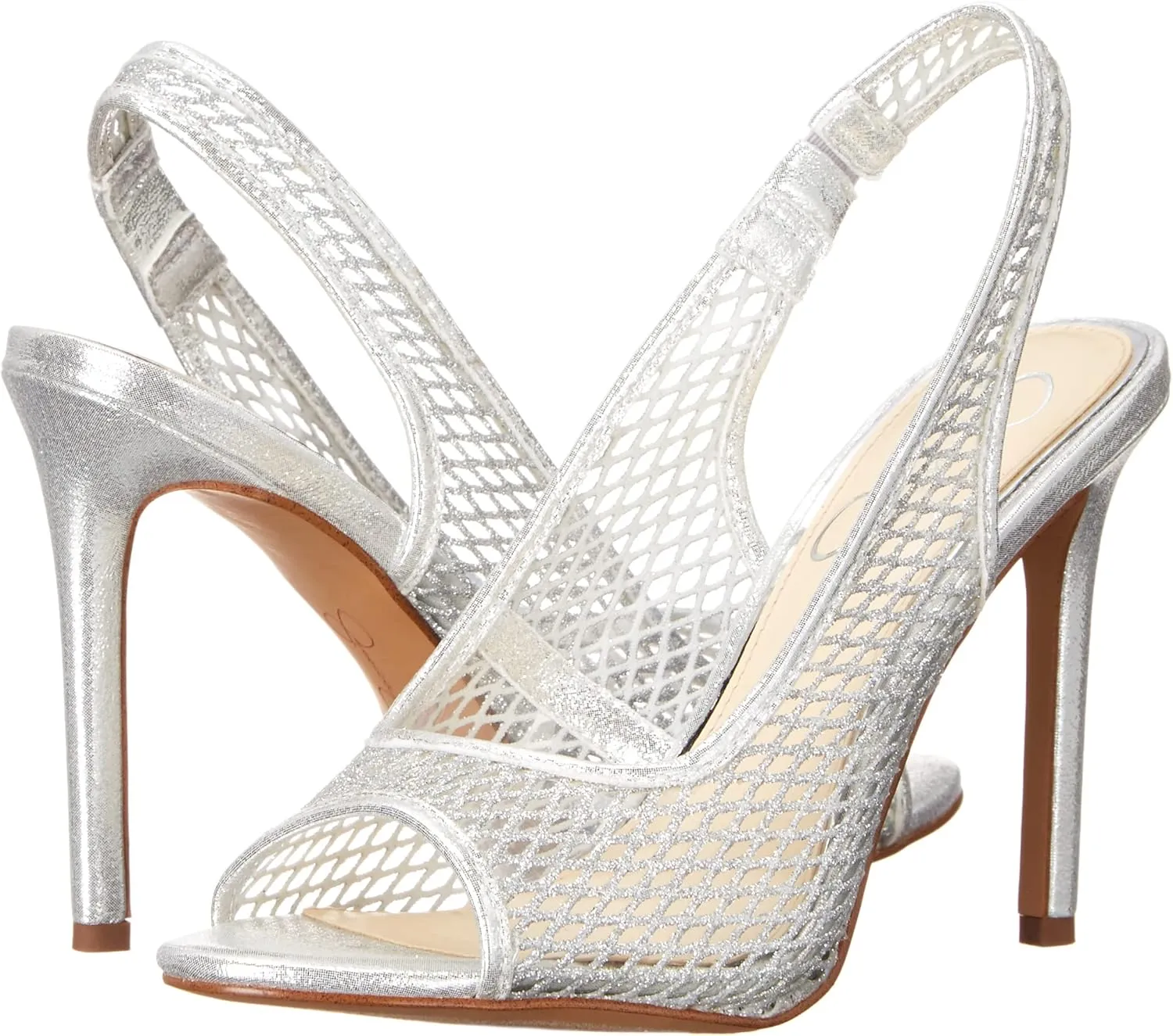 Jessica Simpson Jaisey Clear/Gold Peep Toe Slingback Stiletto Heeled Sandals