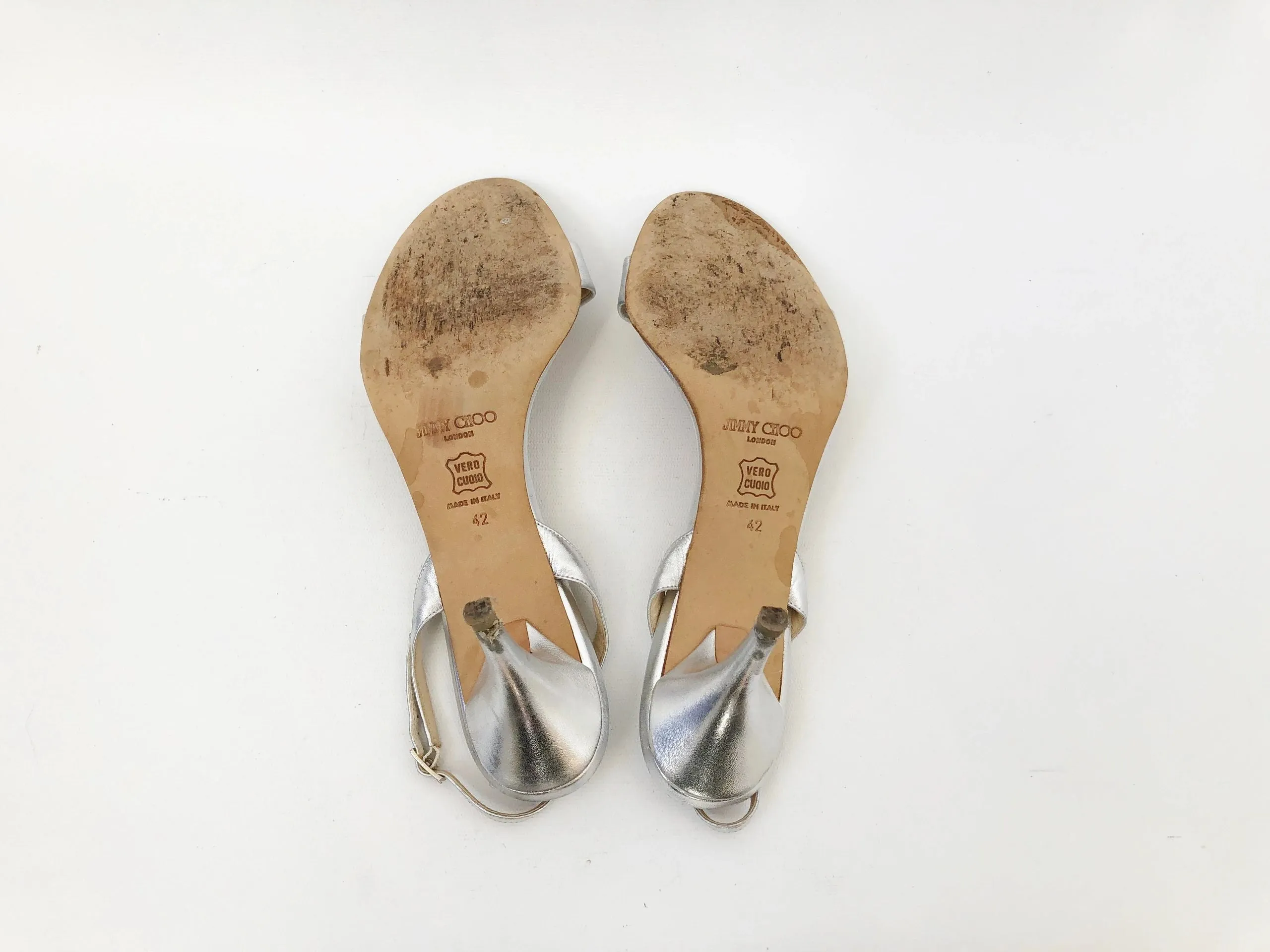Jimmy Choo Silver Sandal Size 42 It (12 Us)