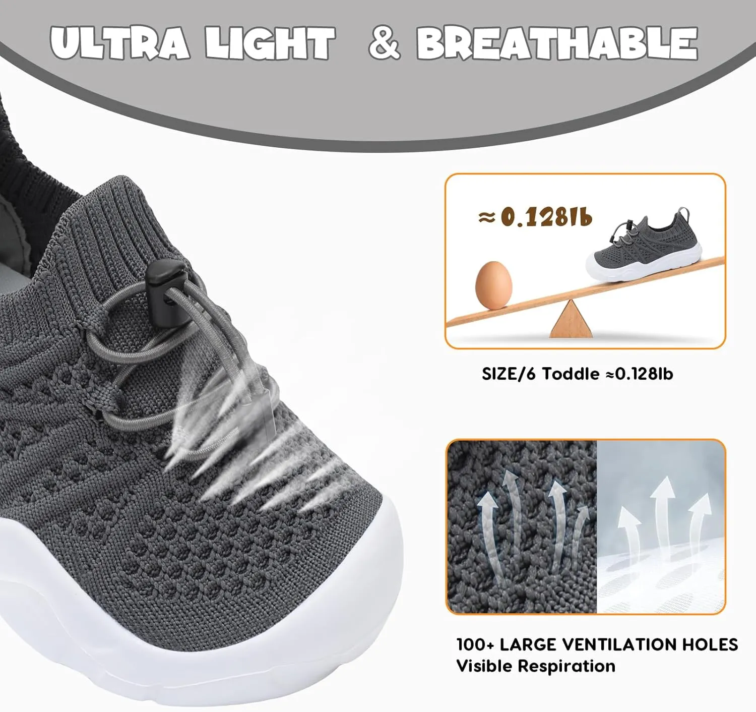 JOINFREE Toddler Shoes Boys Girls Wide Barefoot Shoes Slip On Sneakers for Toddler Kids Breathable Walking Shoes Lightweight Outdoor Tennis Shoes