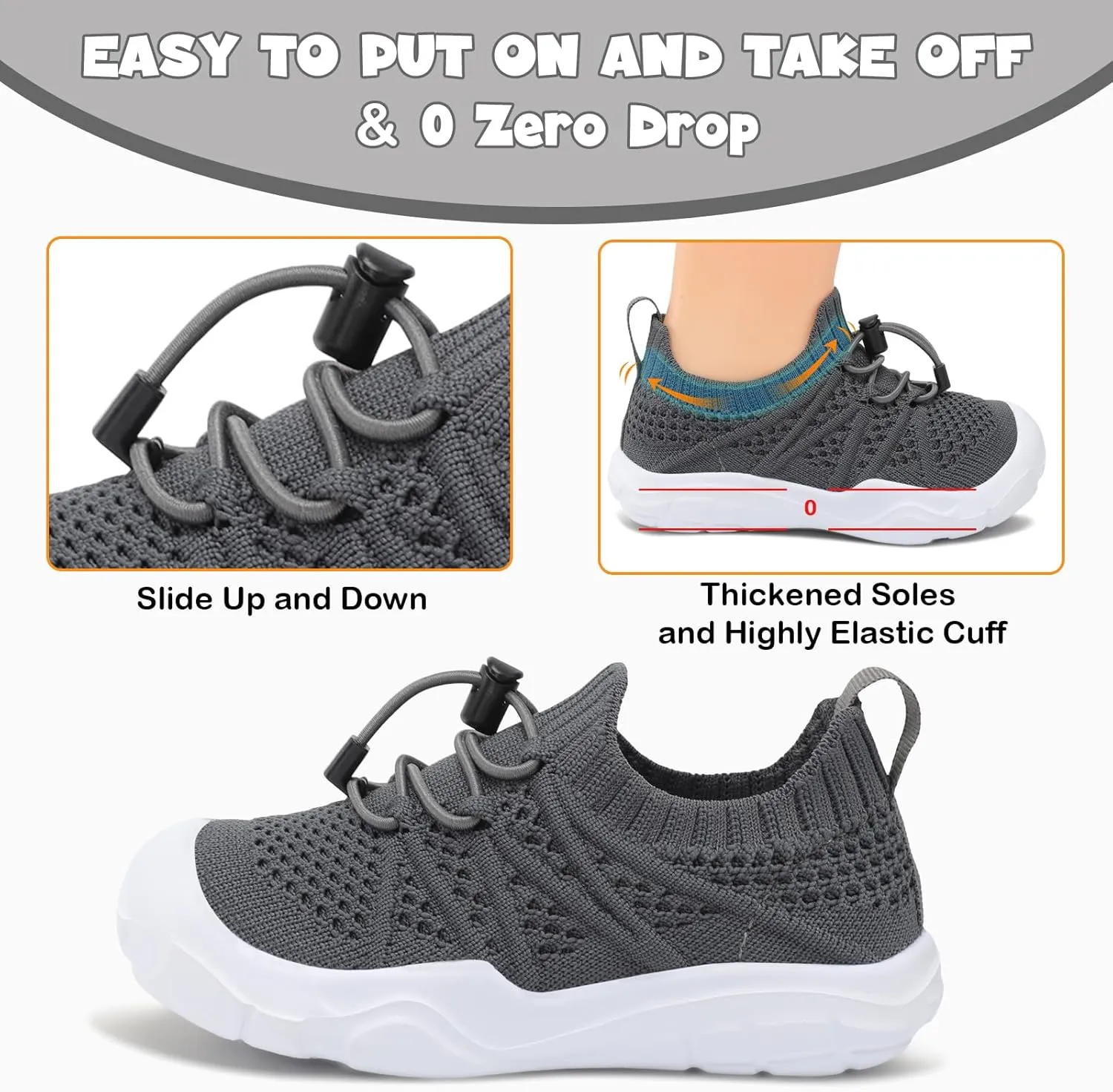 JOINFREE Toddler Shoes Boys Girls Wide Barefoot Shoes Slip On Sneakers for Toddler Kids Breathable Walking Shoes Lightweight Outdoor Tennis Shoes