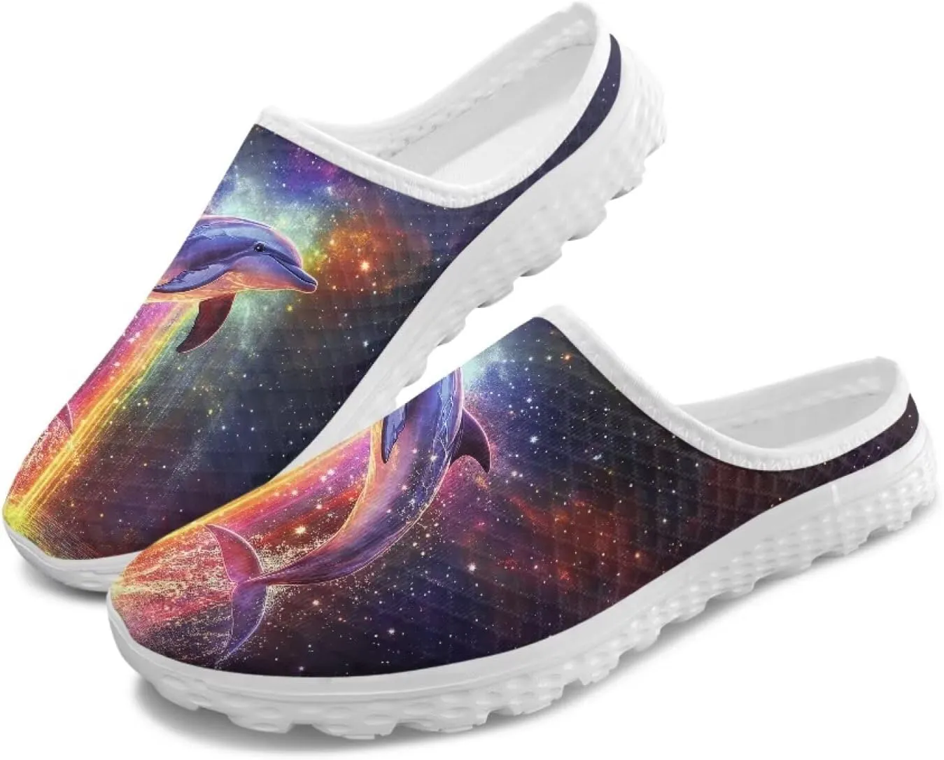JoyLamoria Animal Pattern Womens Shoes Mule House Walking Backless Casual Slip on Sport Fashion Lightweight Mesh