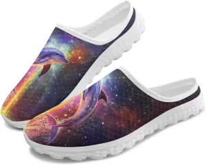 JoyLamoria Animal Pattern Womens Shoes Mule House Walking Backless Casual Slip on Sport Fashion Lightweight Mesh
