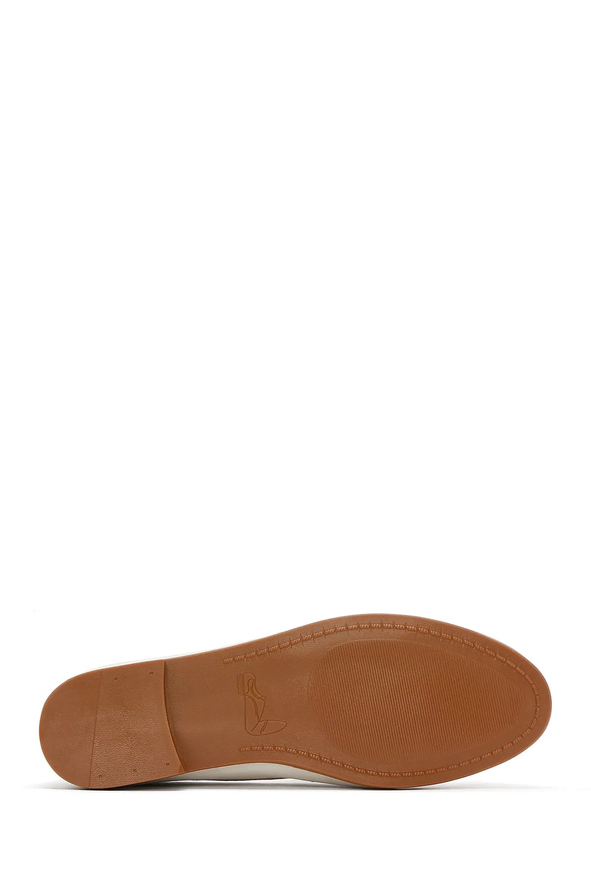 Kadın Krem Deri Maskülen Loafer