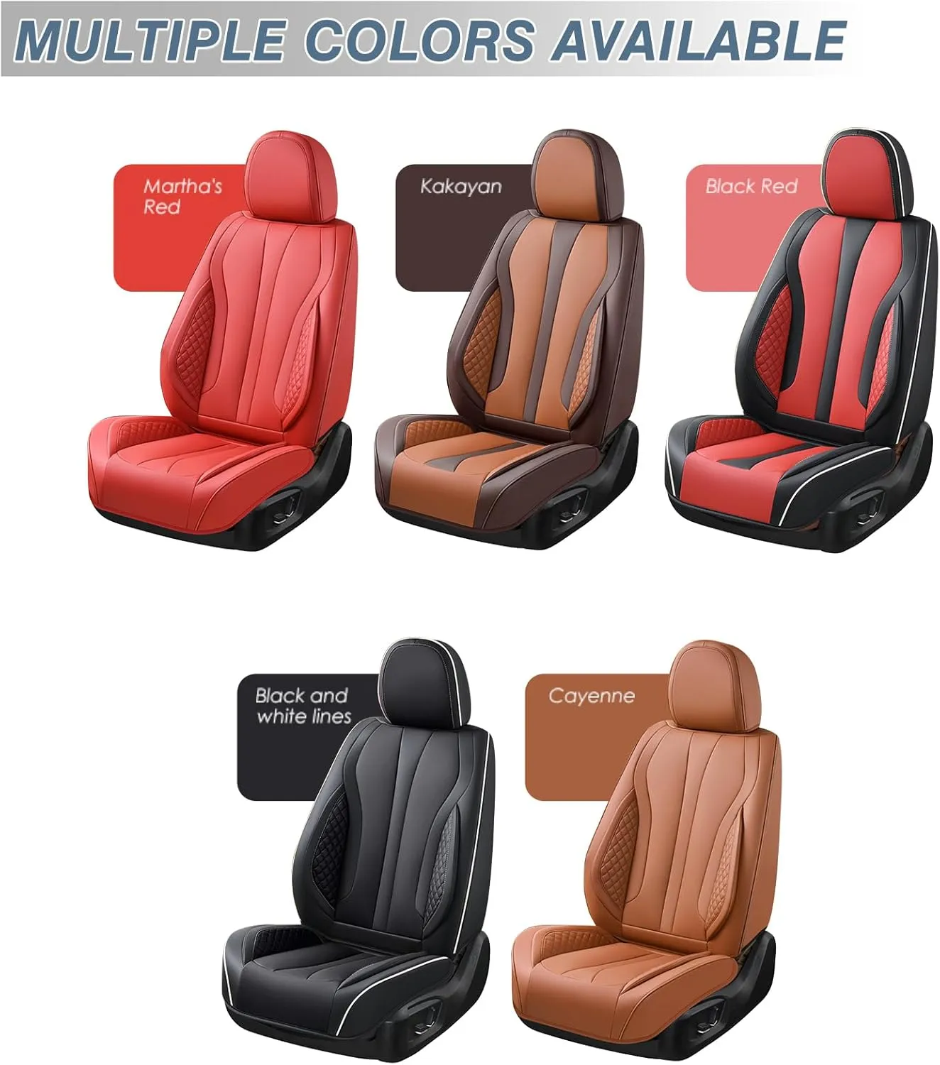 KEYOOG 2-Seater Car Seat Covers Full Set, Fit for Front Seats of Cars, Waterproof and Breathable Nappa Leather, Compatible with Airbags, Car Seat Protector Covers for Most Cars - Black Red