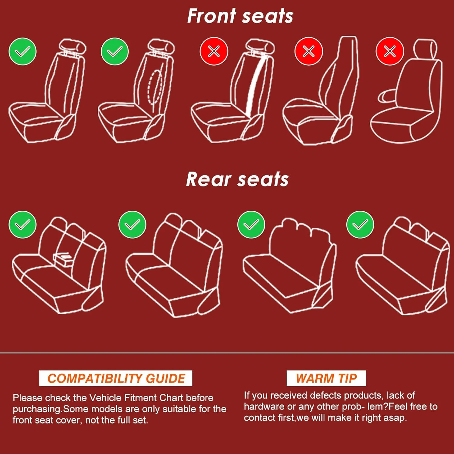 KEYOOG Car Seat Covers Full Set, 2-Seater Waterproof and Breathable Nappa Leather, Fit for Front Seats of Cars, Compatible with Airbags, Car Seat Protector Covers for Most Cars - All Brown