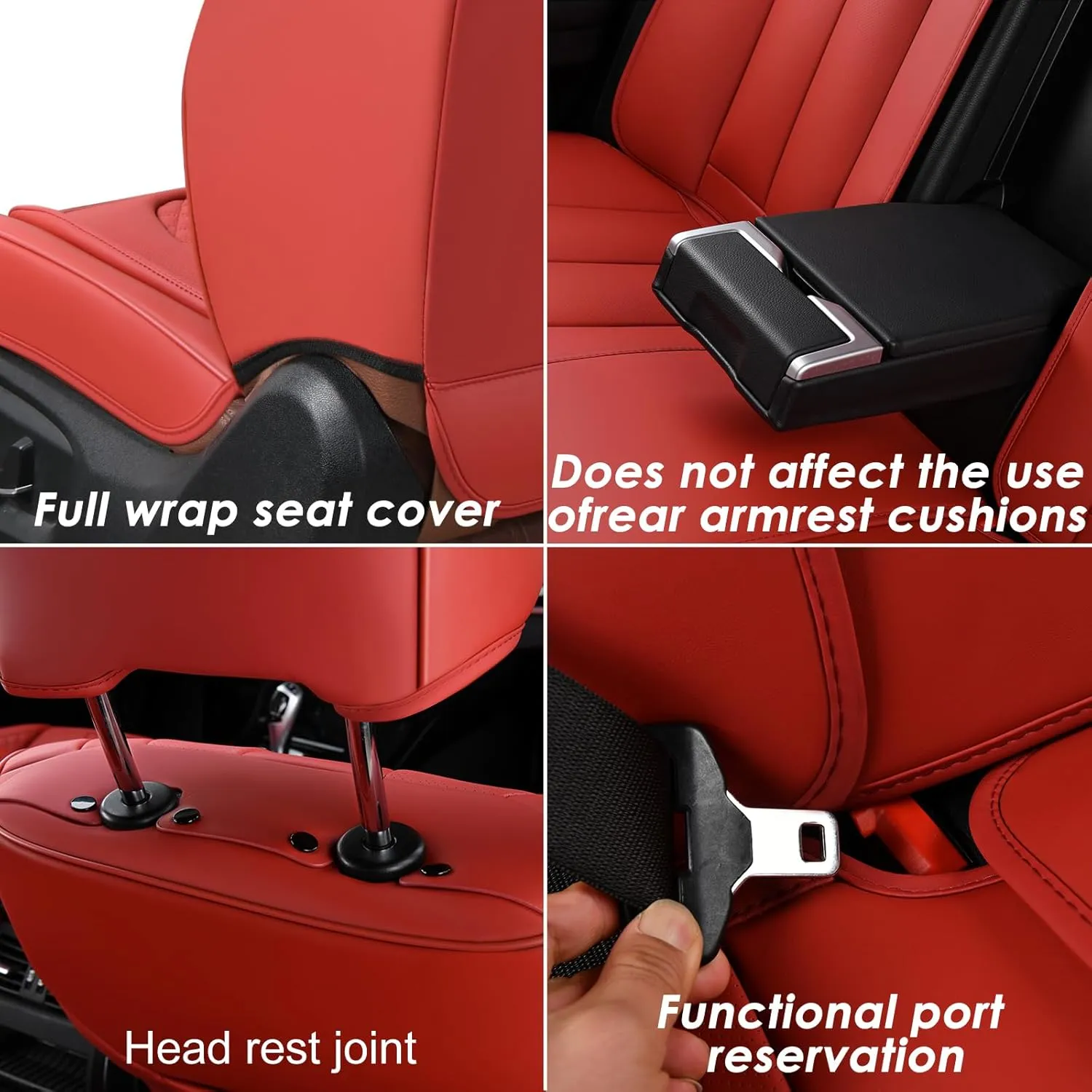 KEYOOG Car Seat Covers Full Set, 2-Seater Waterproof and Breathable Nappa Leather, Fit for Front Seats of Cars, Compatible with Airbags, Car Seat Protector Covers for Most Cars - All Brown