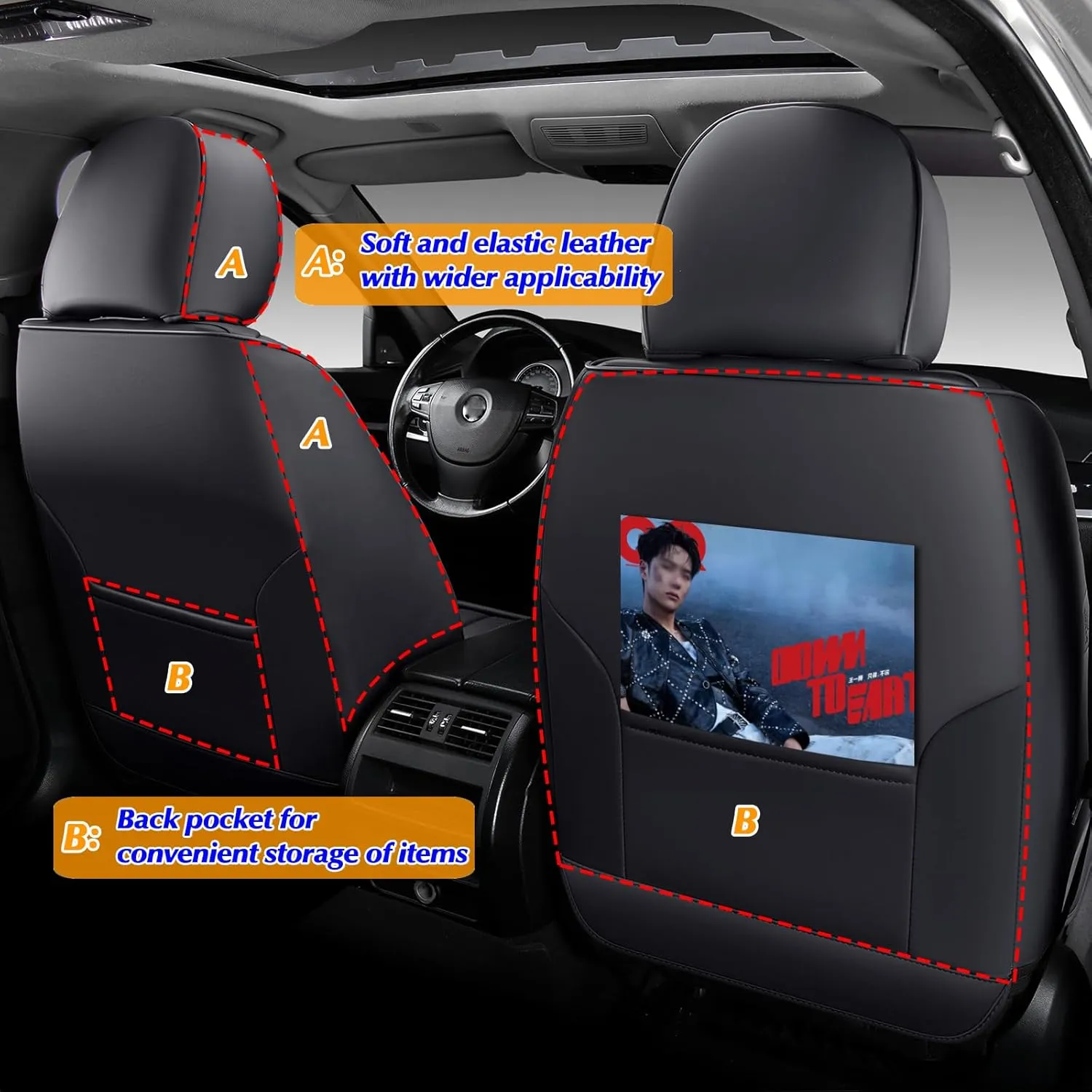 KEYOOG Universal 2-Seater Waterproof Breathable Nappa Leather Car Seat Covers Full Set, Compatible with Honda Civic, Toyota Camry Corolla, Nissan Rogue Sentra, Fit for Front Seats Most Sedans SUV