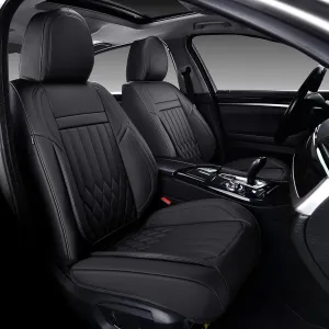 KEYOOG Universal 2-Seater Waterproof Breathable Nappa Leather Car Seat Covers Full Set, Compatible with Honda Civic, Toyota Camry Corolla, Nissan Rogue Sentra, Fit for Front Seats Most Sedans SUV
