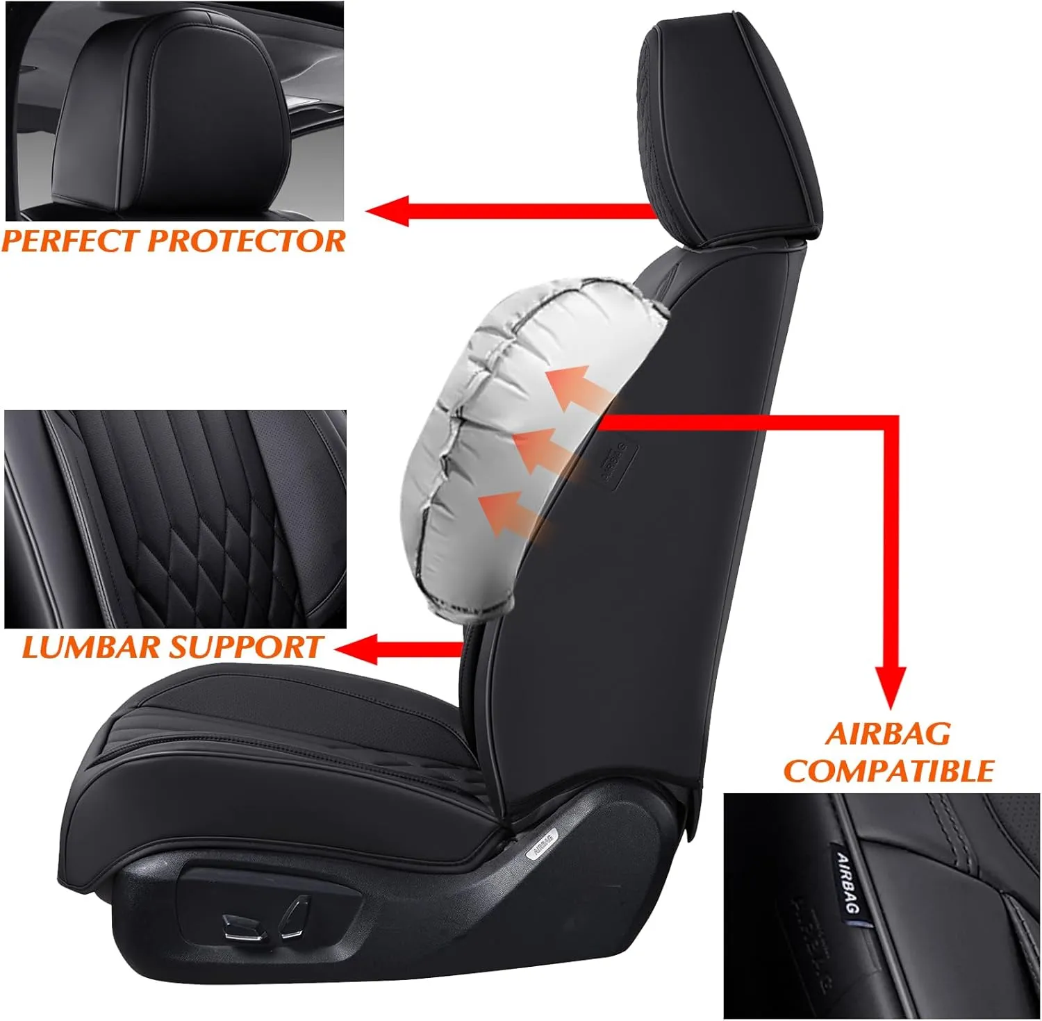 KEYOOG Universal 2-Seater Waterproof Breathable Nappa Leather Car Seat Covers Full Set, Compatible with Honda Civic, Toyota Camry Corolla, Nissan Rogue Sentra, Fit for Front Seats Most Sedans SUV