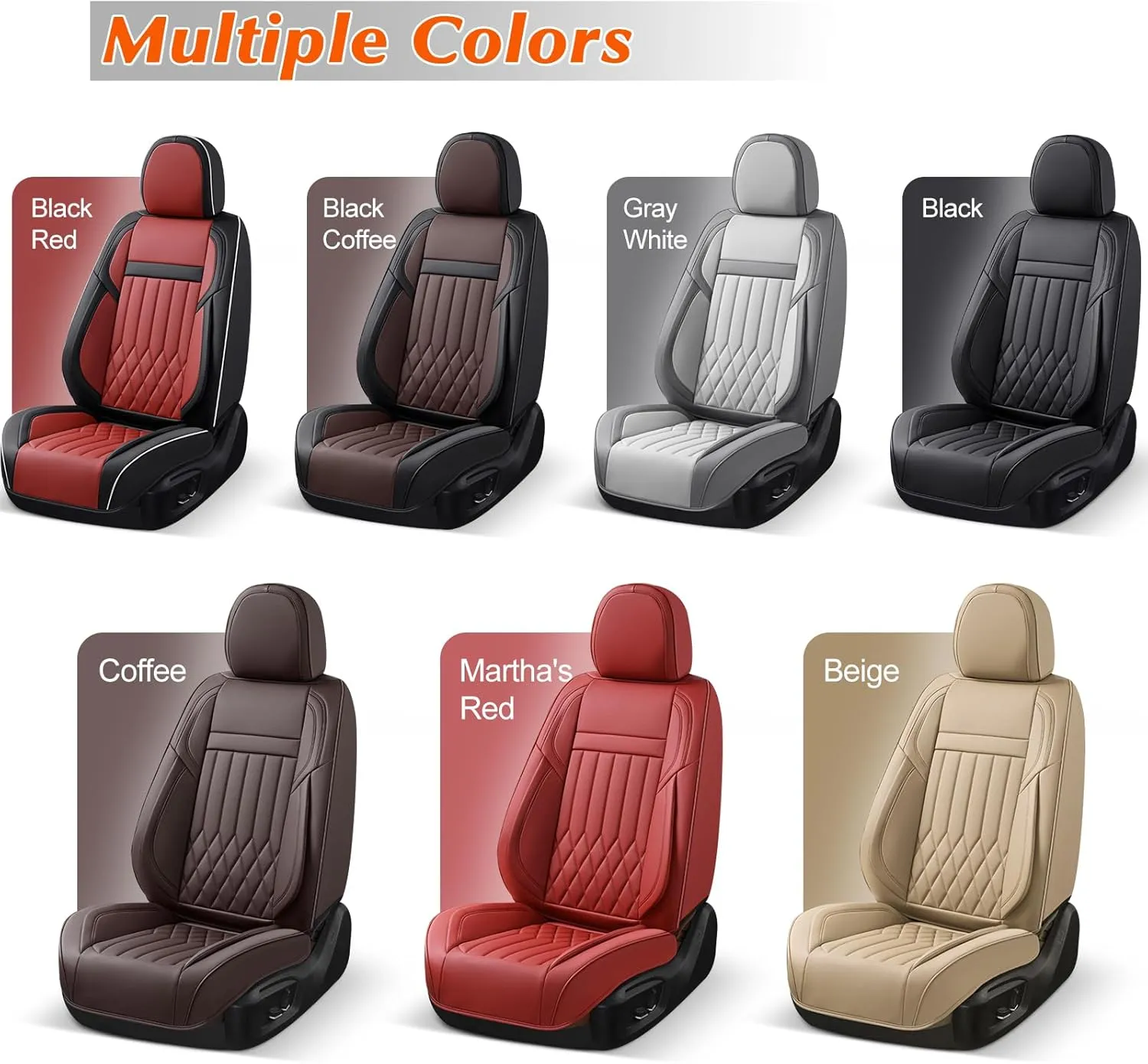 KEYOOG Universal 2-Seater Waterproof Breathable Nappa Leather Car Seat Covers Full Set, Fit for Front Seats, Compatible with Honda Civic, Toyota Corolla Venza, Jeep Cherokee, Fit Most Sedans SUV Brown