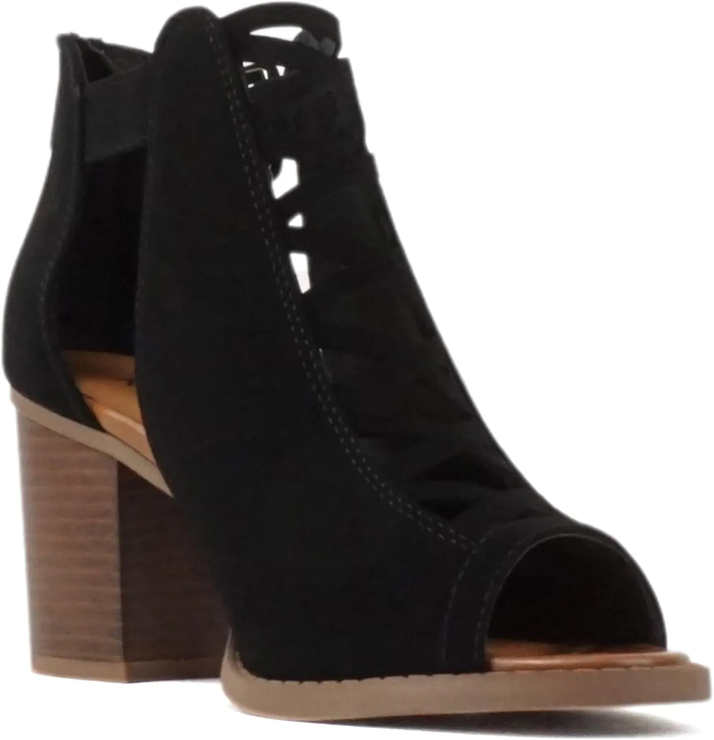Kira - Women Open Toe Crisscross High Heel Fashion Sandal with Adjustable Ankle Strap and Back Zipper