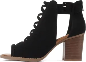 Kira - Women Open Toe Crisscross High Heel Fashion Sandal with Adjustable Ankle Strap and Back Zipper