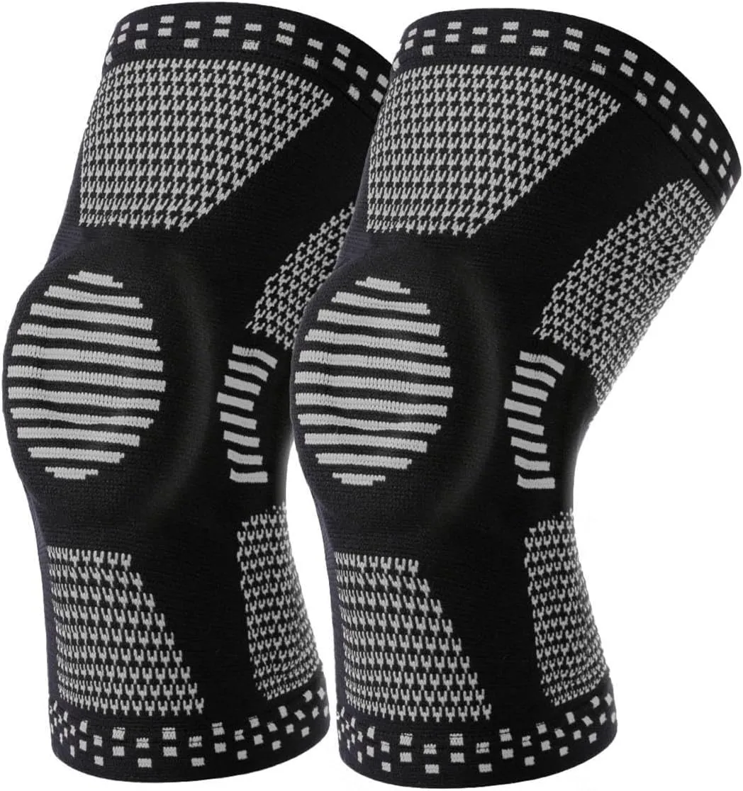 Knee Support Knee Brace for Men Women 2 Pack,Knee Compression Sleeves for Working Out, Running, Basketball, Gym, Weightlifting,Black-XL