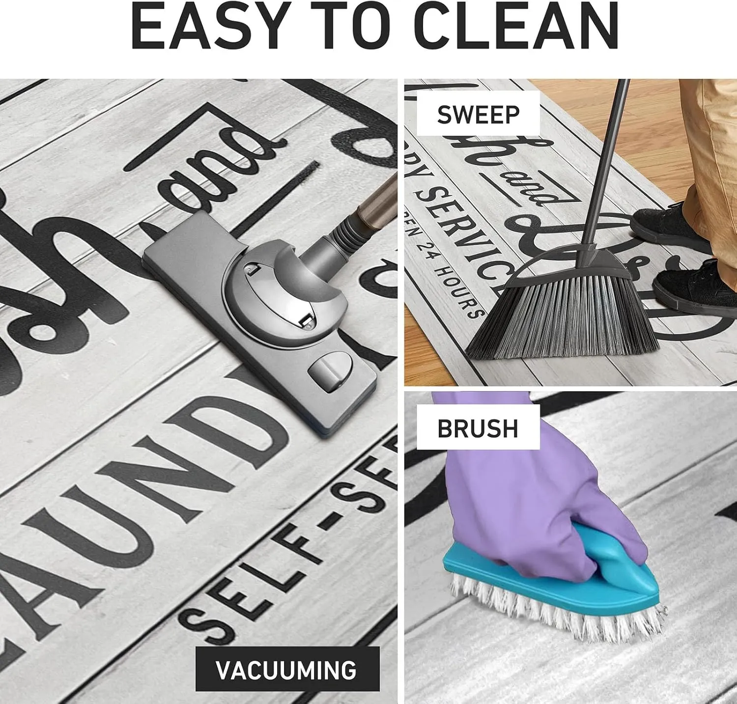 KOZYFLY Non Slip Laundry Rug & Kitchen Rug - 20"x60", Light Grey, Washable, Waterproof Mudroom Floor Carpet Runner & Farmhouse Laundry Room Decor