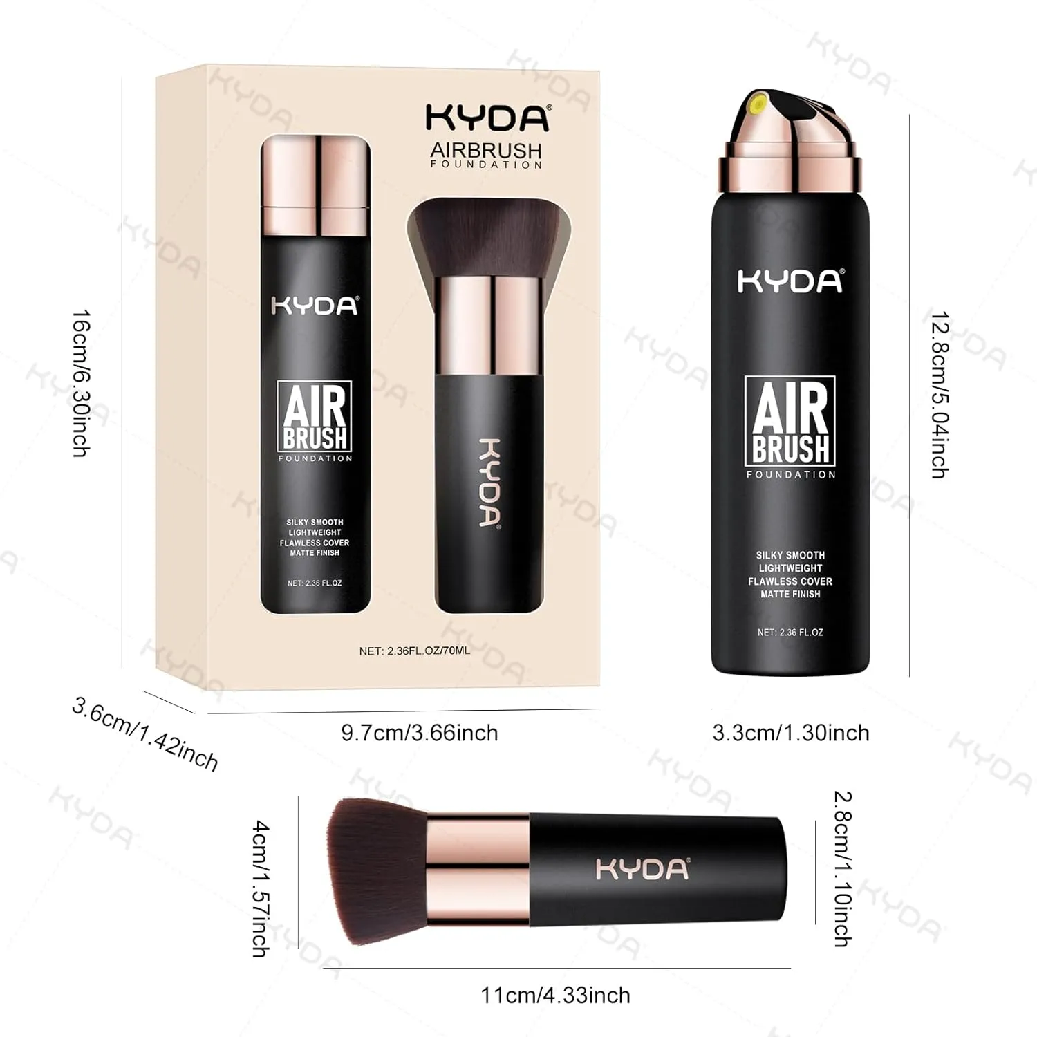 KYDA AirBrush Foundation Spray, Silky Foundation Mist Makeup, Flawless Coverage for Smooth Creamy Nude Finish, Breathable Blendable Lasting Formula-#125 Nude Beige