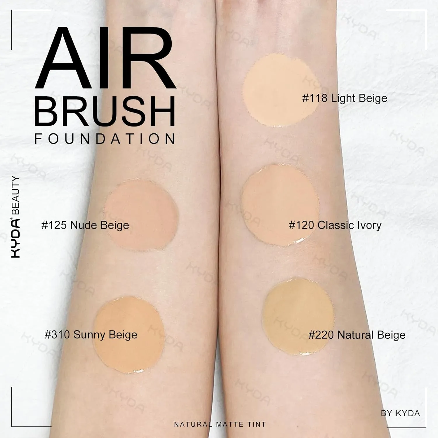 KYDA AirBrush Foundation Spray, Silky Foundation Mist Makeup, Flawless Coverage for Smooth Creamy Nude Finish, Breathable Blendable Lasting Formula-#125 Nude Beige