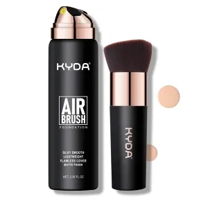 KYDA AirBrush Foundation Spray, Silky Foundation Mist Makeup, Flawless Coverage for Smooth Creamy Nude Finish, Breathable Blendable Lasting Formula-#125 Nude Beige