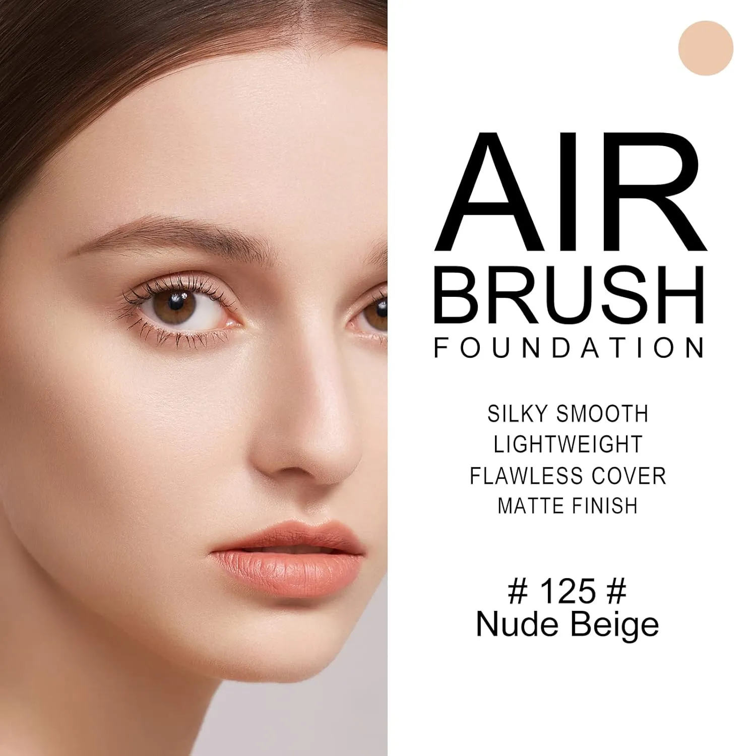 KYDA AirBrush Foundation Spray, Silky Foundation Mist Makeup, Flawless Coverage for Smooth Creamy Nude Finish, Breathable Blendable Lasting Formula-#125 Nude Beige
