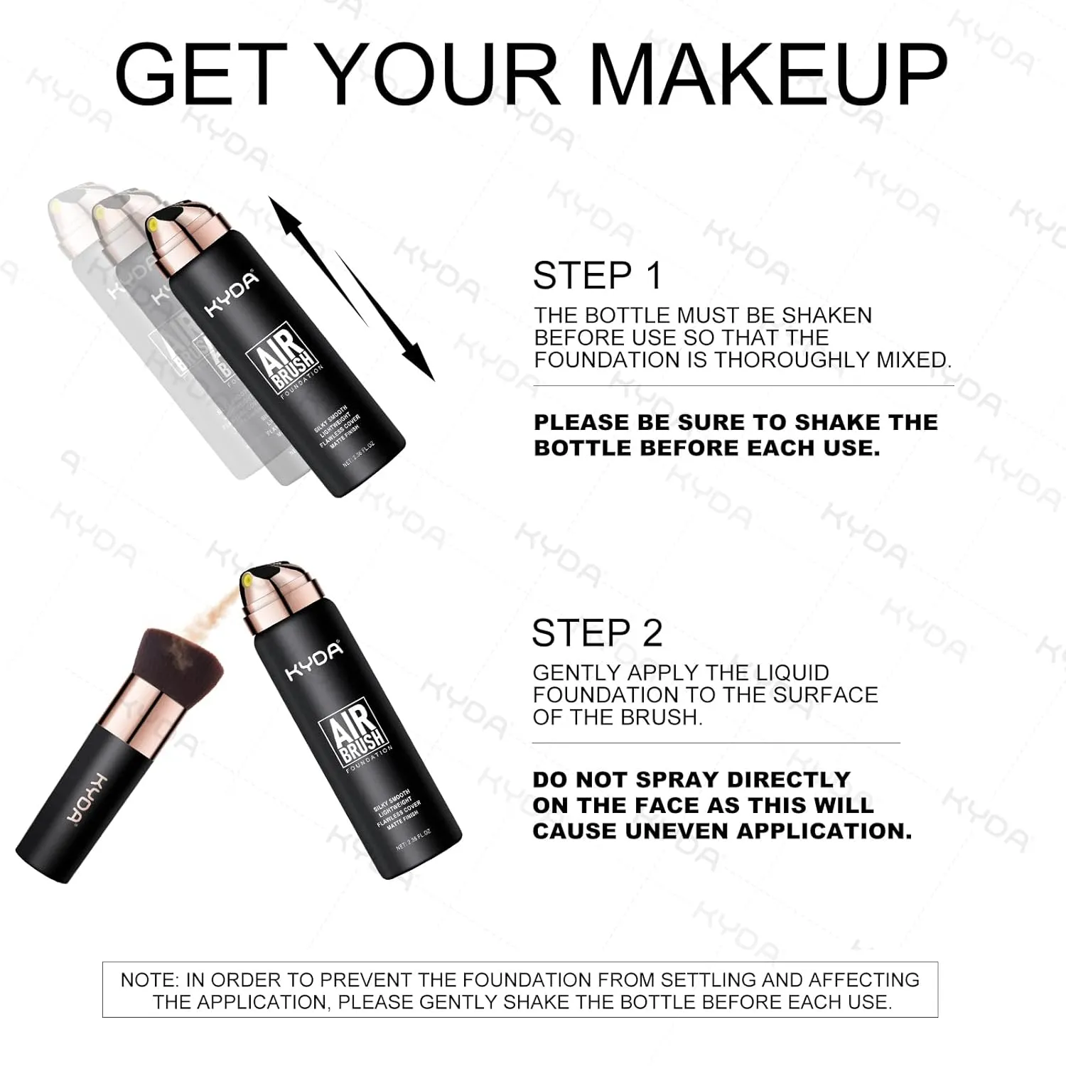 KYDA AirBrush Foundation Spray, Silky Foundation Mist Makeup, Flawless Coverage for Smooth Creamy Nude Finish, Breathable Blendable Lasting Formula-#125 Nude Beige